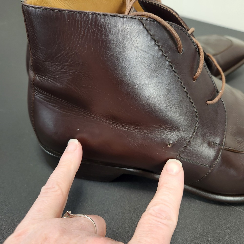 Louis Vuitton Damier Ebene Brown Leather Chukka Boots 8.5 UK 9.5 US Missing Logo - Picture 8 of 12